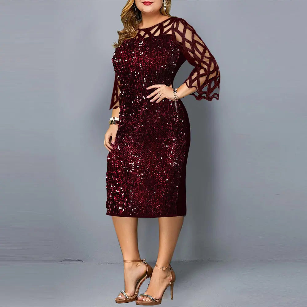 Party Dresses Sequin Plus Size Women's Sexy Night Club Dress 