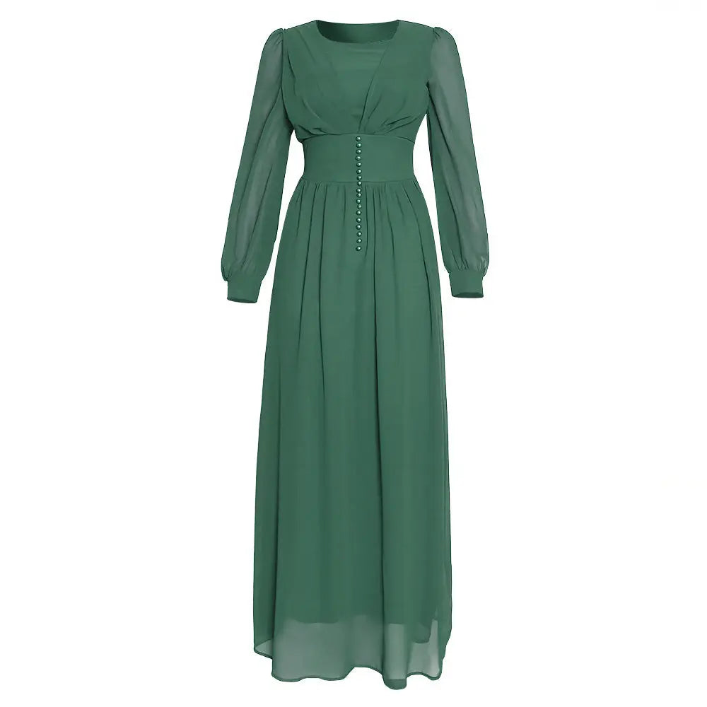 Muslim Women's Clothing Long Sleeve Chiffon Dress 