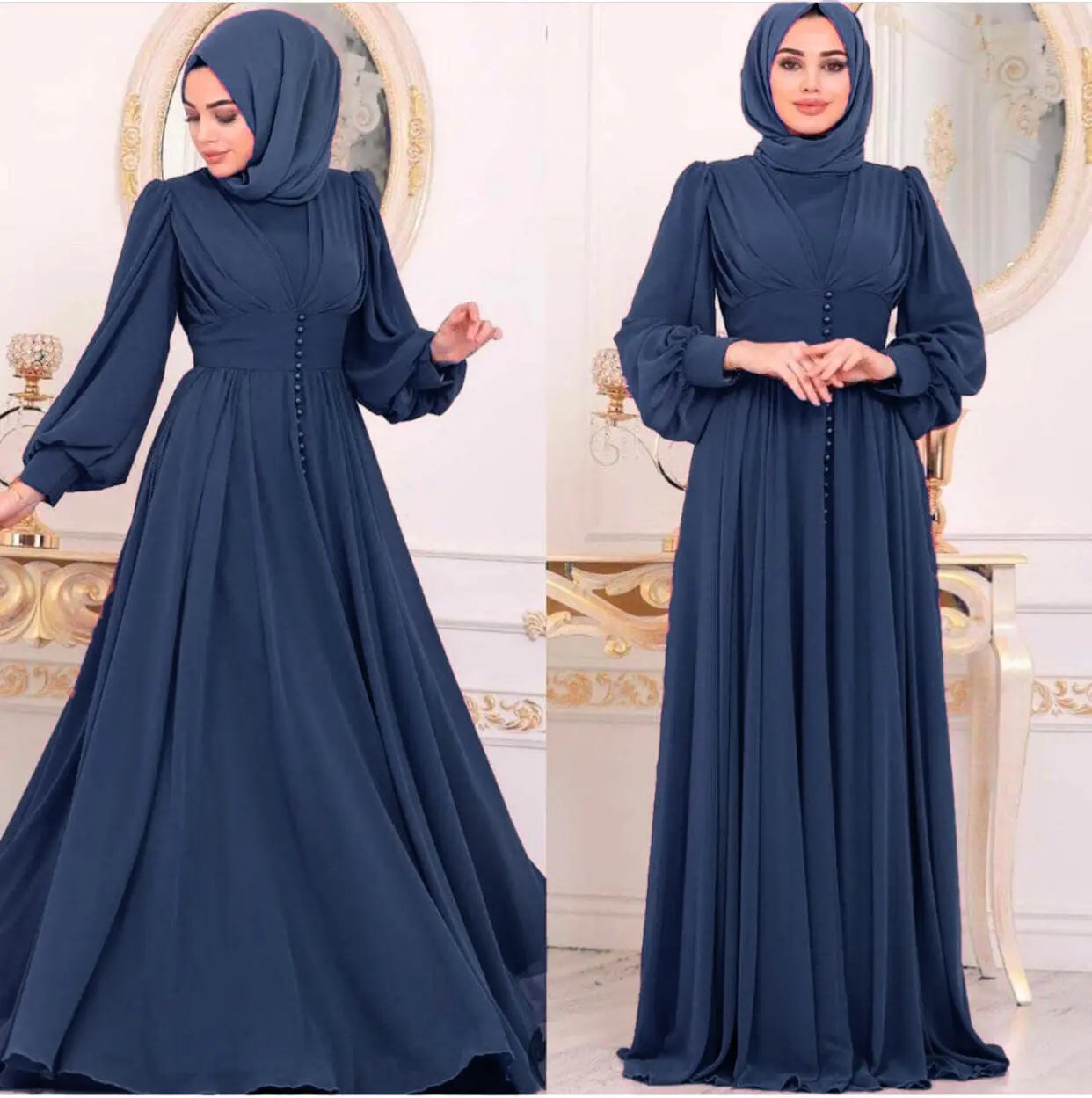 Muslim Women's Clothing Long Sleeve Chiffon Dress 