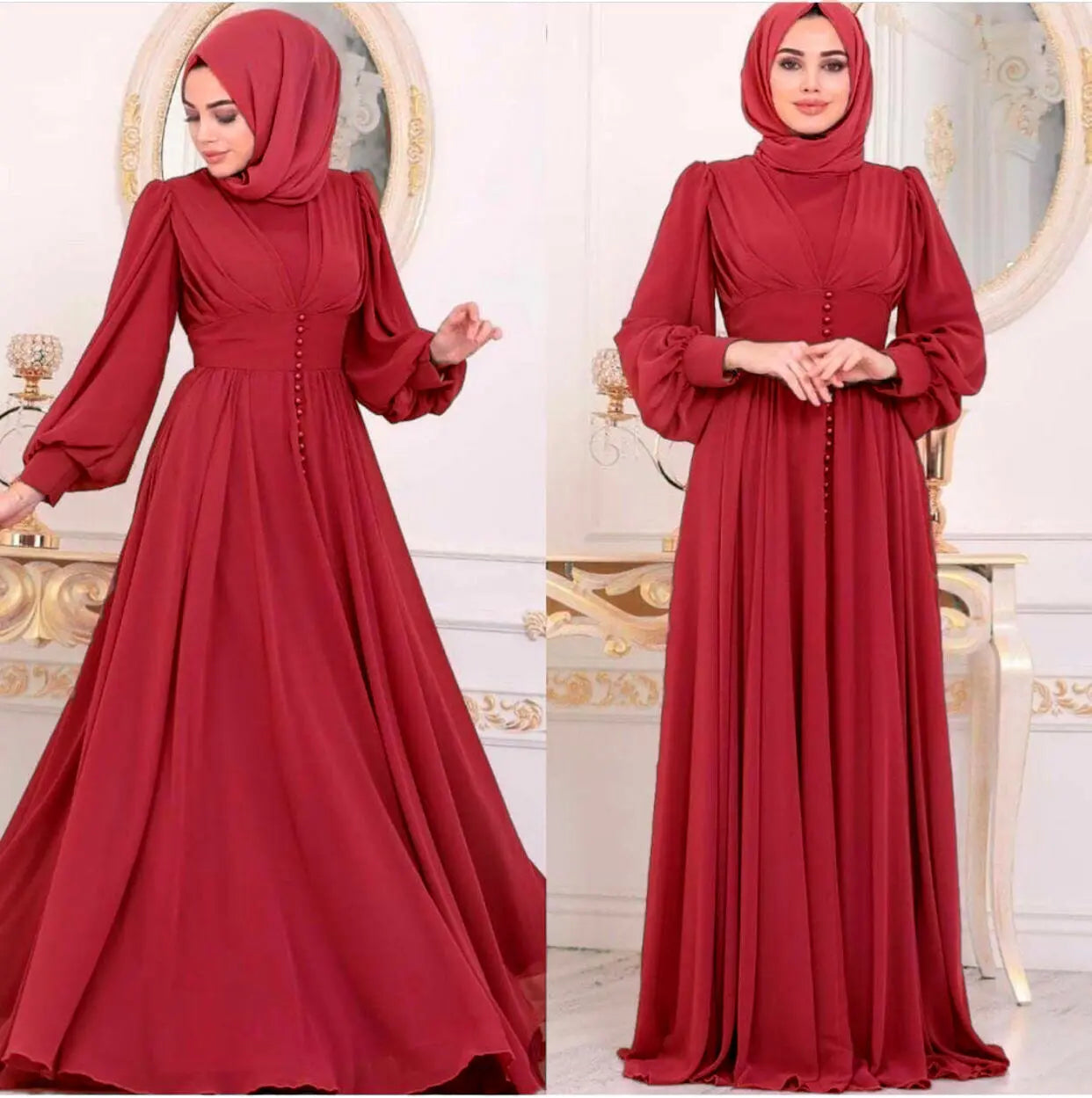 Muslim Women's Clothing Long Sleeve Chiffon Dress 