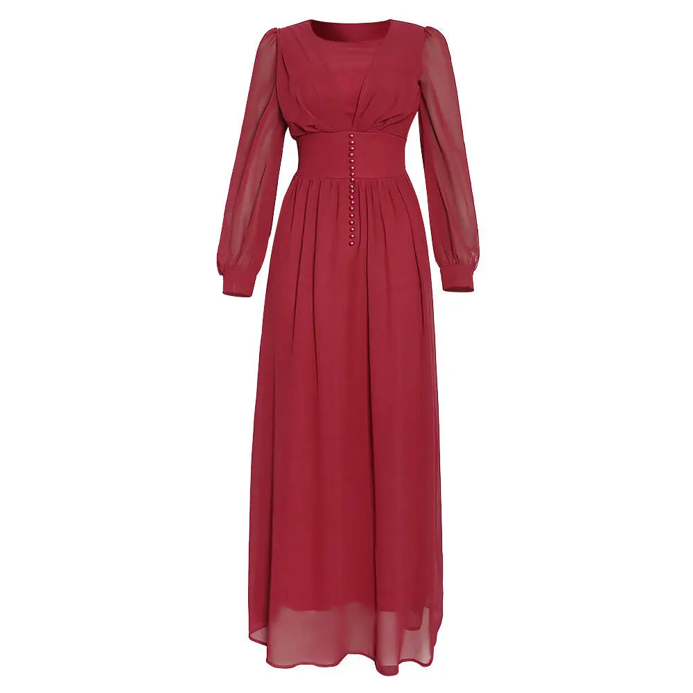 Muslim Women's Clothing Long Sleeve Chiffon Dress 