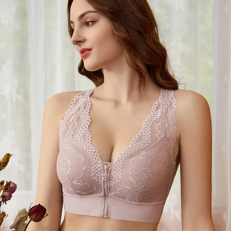 Front Button Lace Bra, Zipper Bra, Vest, Underwear 
