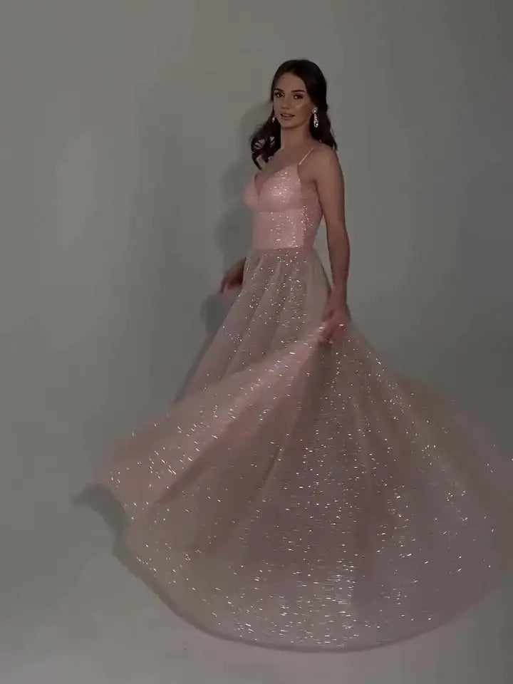 Sequined Backless Evening Dress 