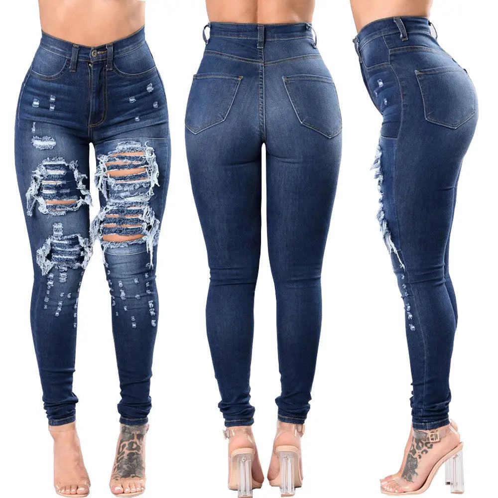 Women's ripped jeans pants 