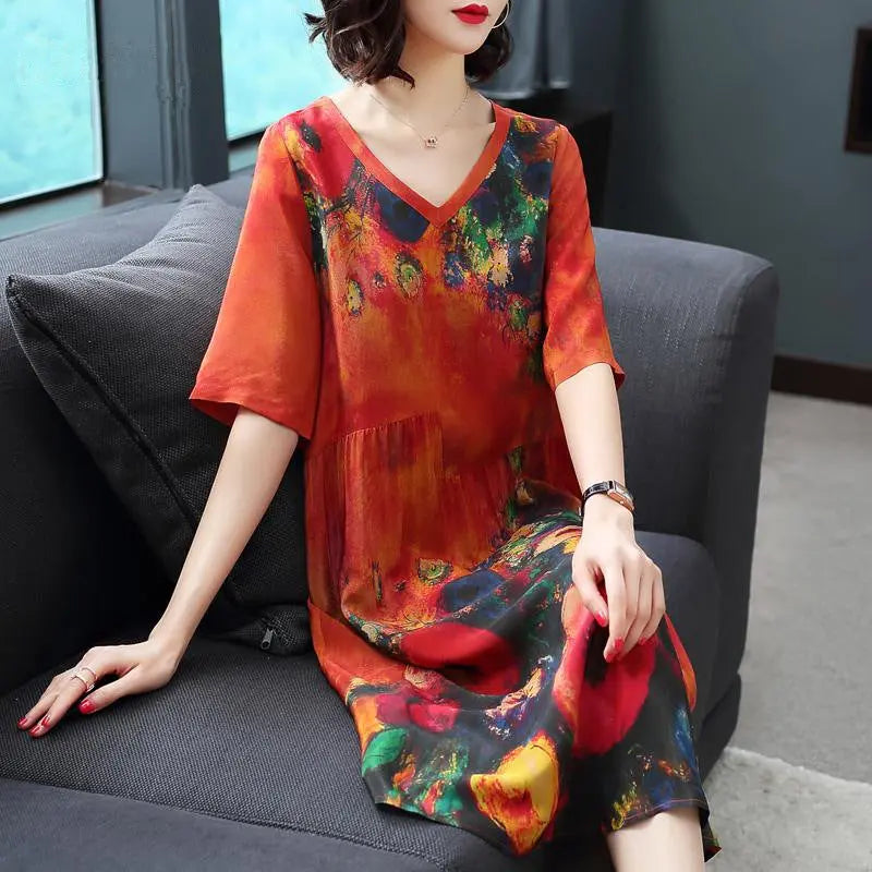 Printed silk dress 