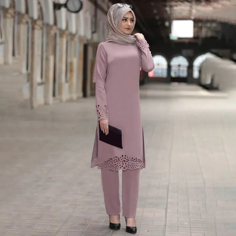 Muslim women's suit abaya two-piece suit 