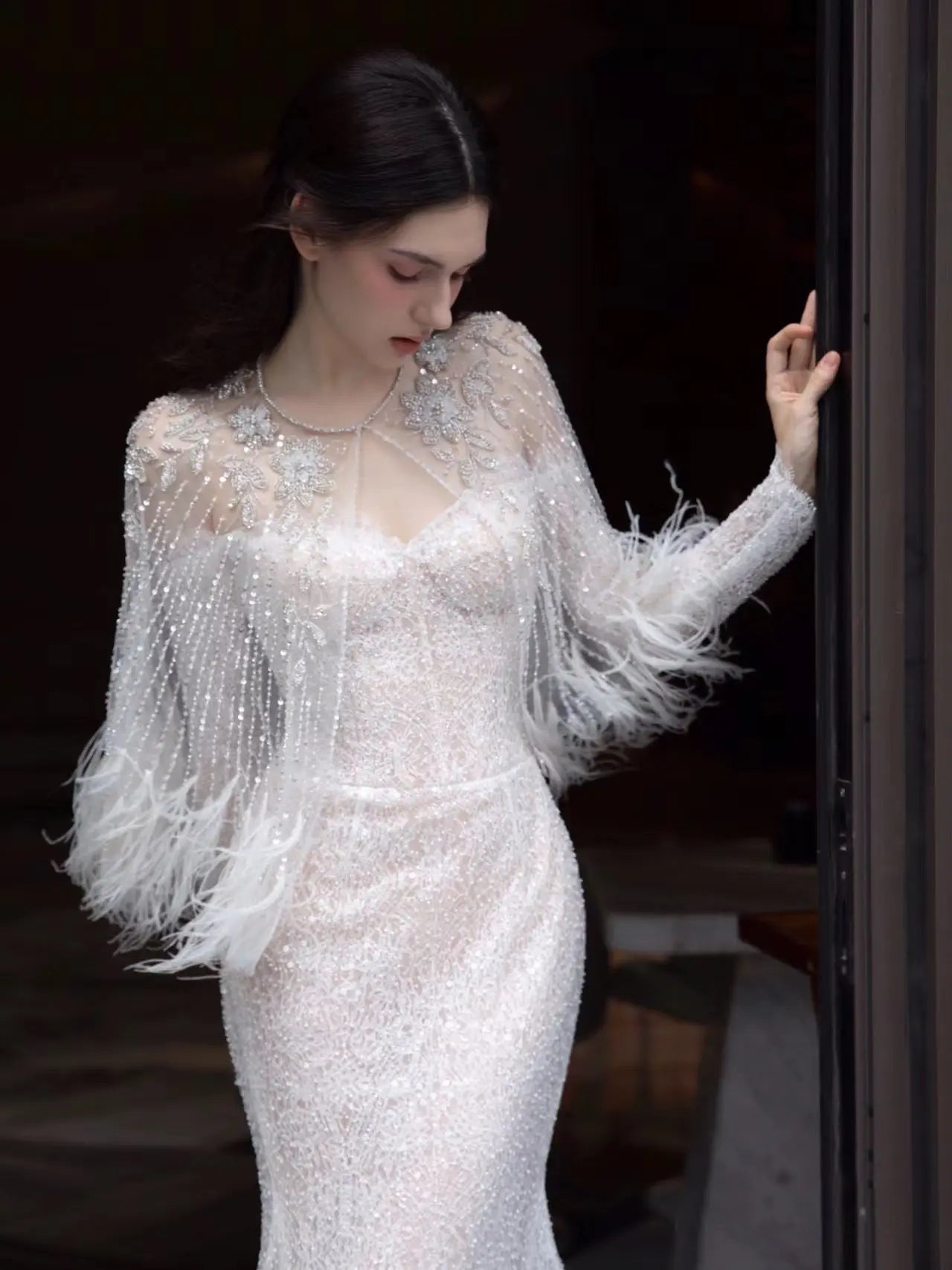 Annual Meeting Mermaid Heavy Industry Feather Dress 