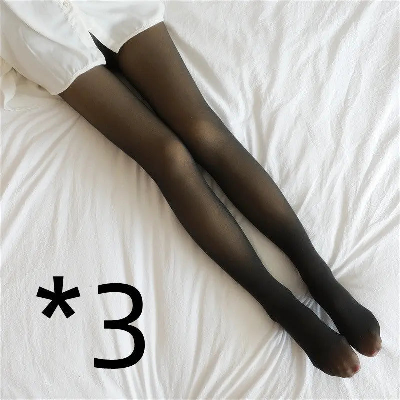 Fake Translucent Plus Size Leggings Fleece Lined Tights Fall 