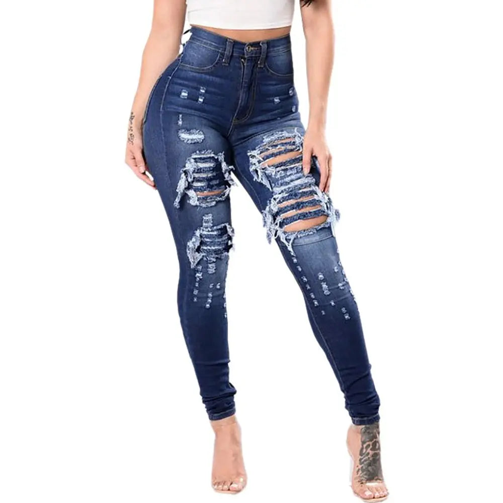 Women's ripped jeans pants 