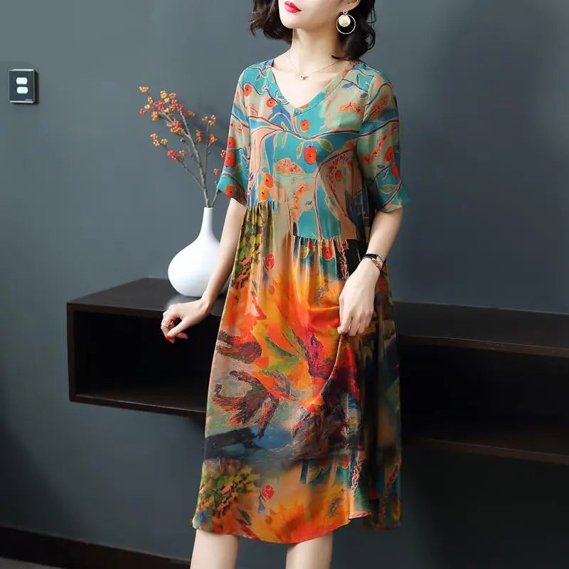Printed silk dress 