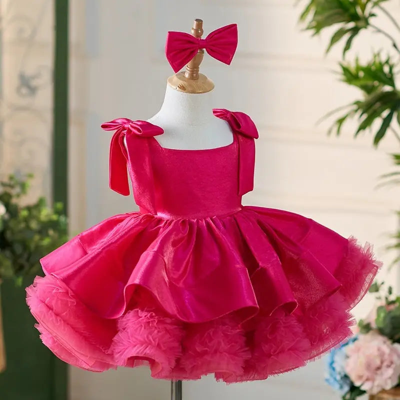 Rose Suspender Puffy Party Dress 