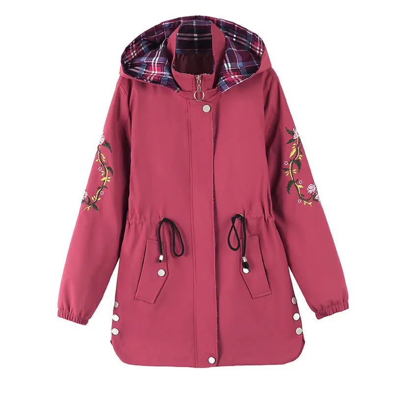 Women's Mid-length Hooded Detachable Trench Coat 
