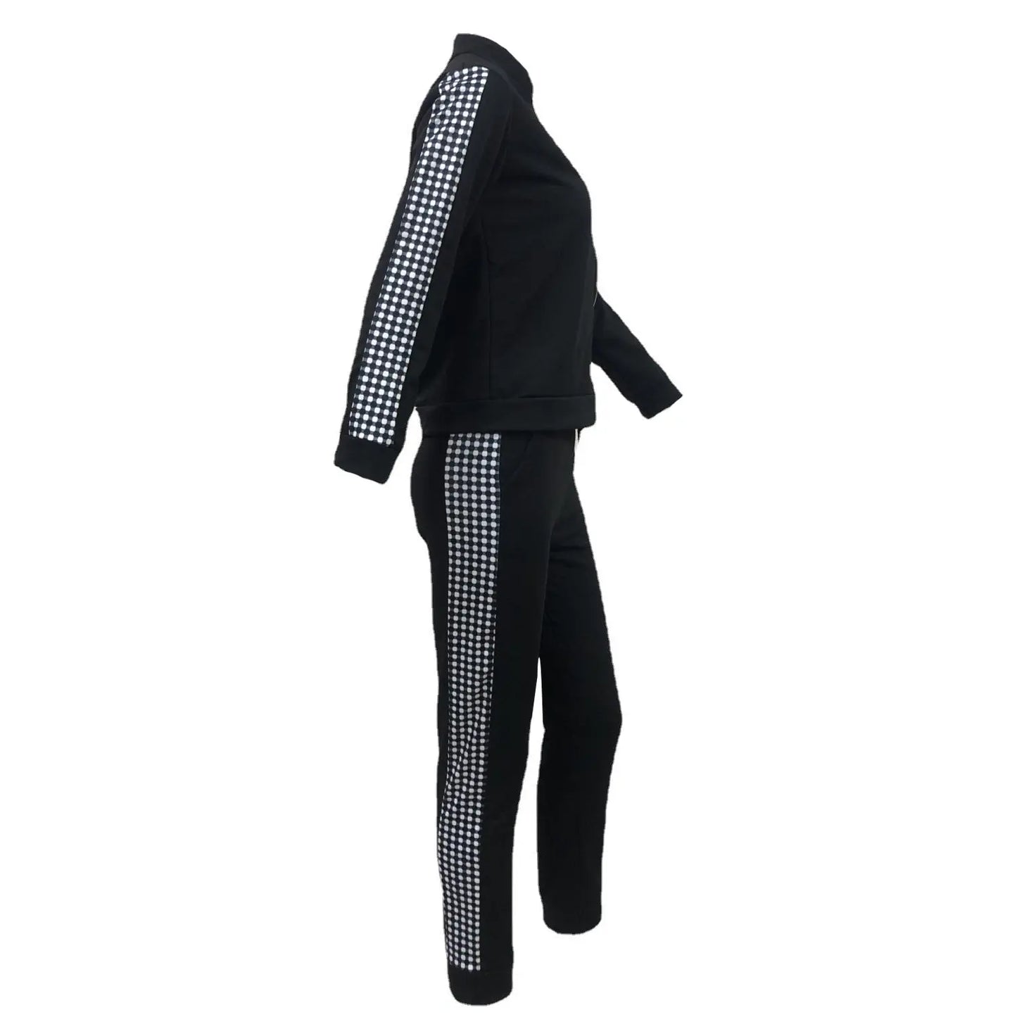 Casual Zipper Stitching Plaid Suit Women's Suit 