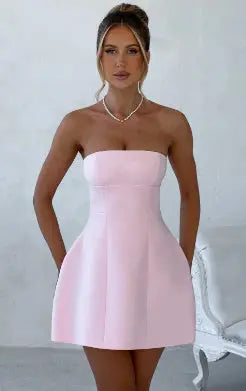Fashion Tube Dress Summer Solid Color Sasual Backless Slim Short Dresses Party Womens Clothing 