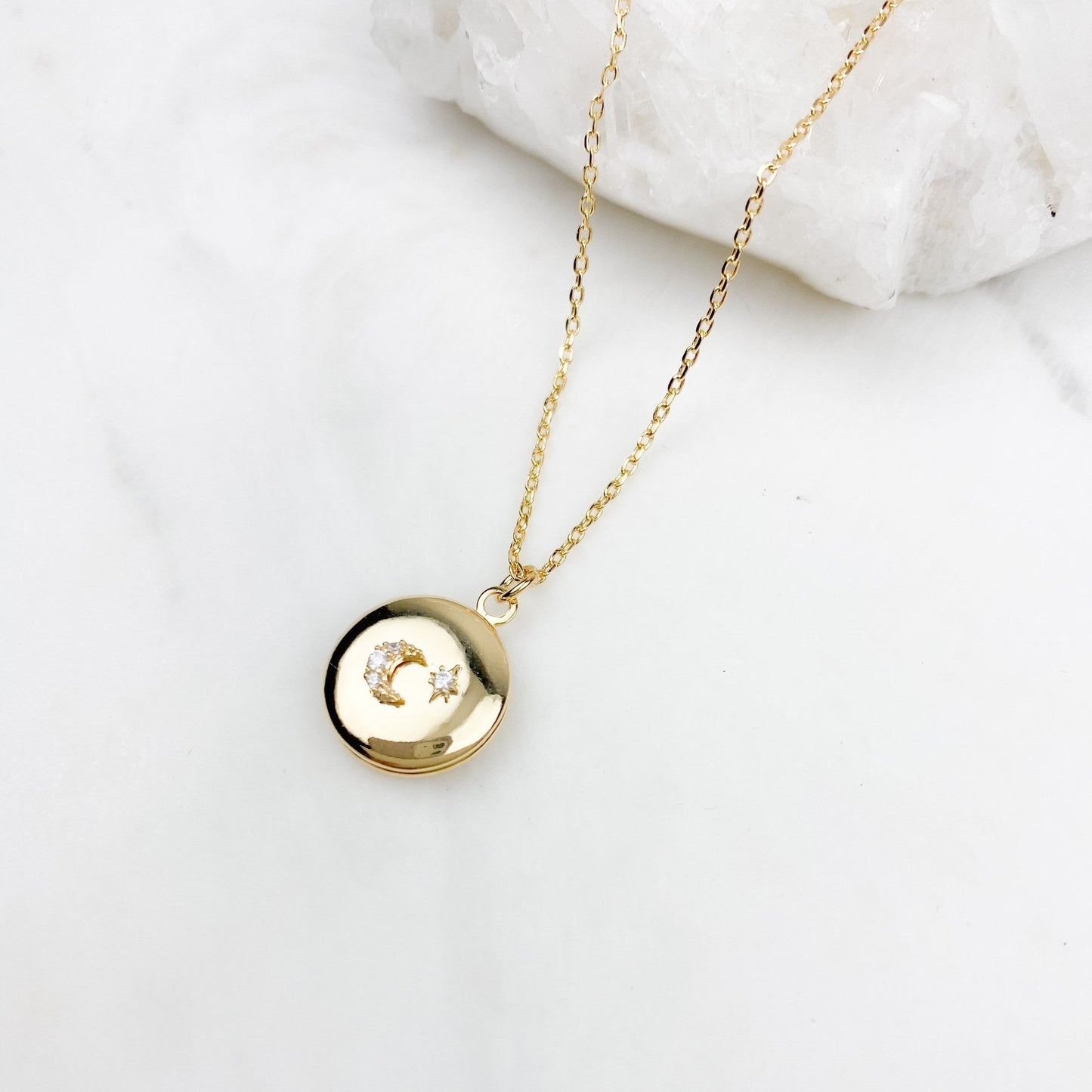 Sun And Moon Double-sided Album Necklace Photo Box Necklace