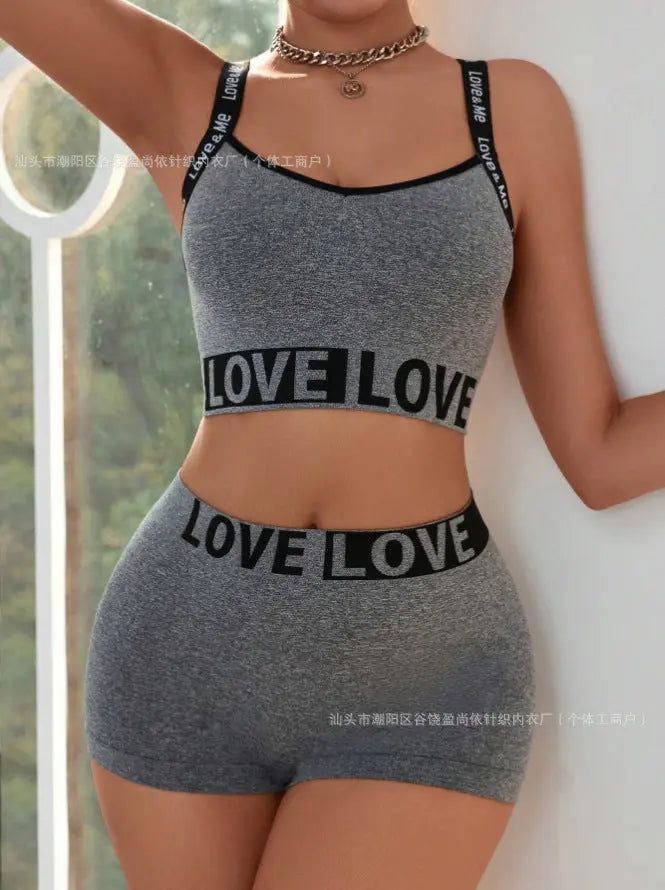 LOVE Letter Waist Head Camisole Women's Boyshorts 