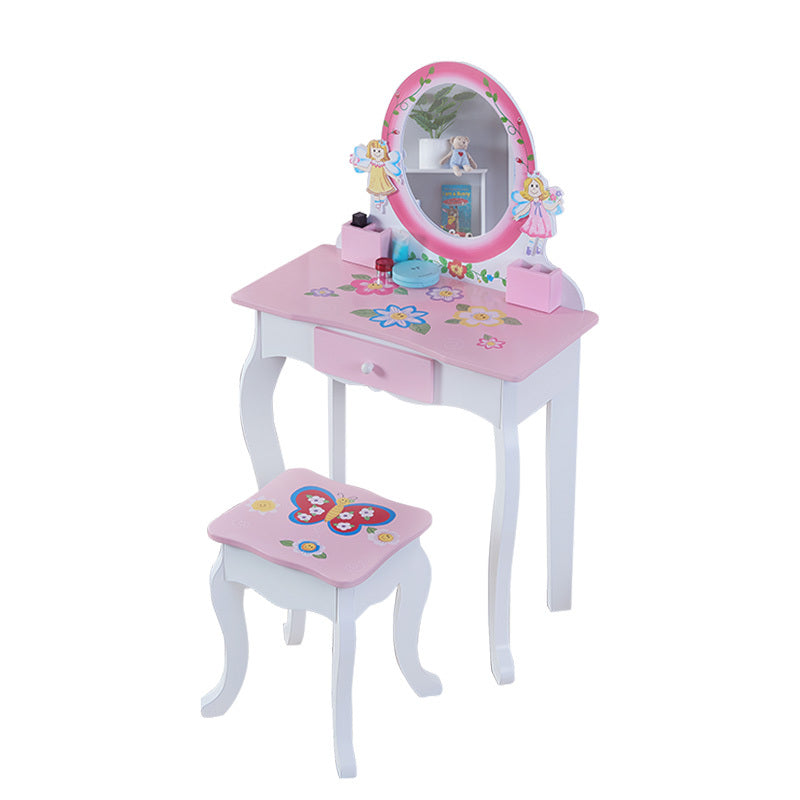 Wooden Makeup Dresser Furniture Girls Mirrored Dressing Table For Kids