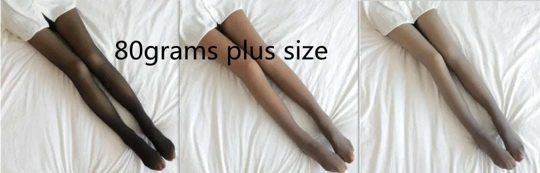 Fake Translucent Plus Size Leggings Fleece Lined Tights Fall 