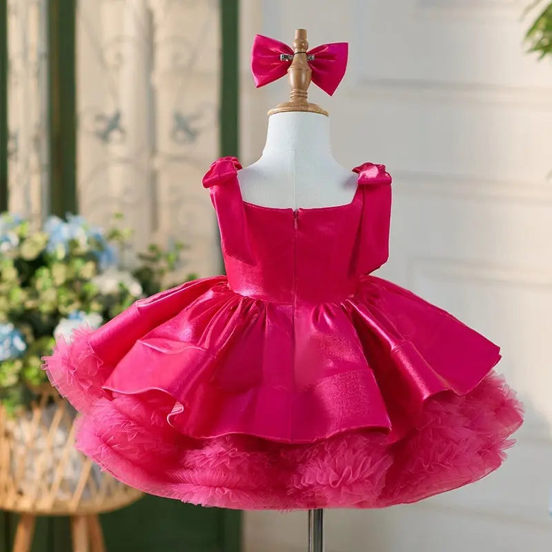 Rose Suspender Puffy Party Dress 