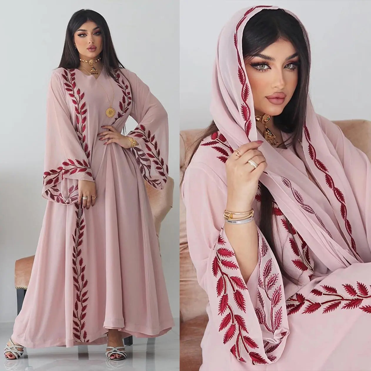 Women's Temperament Fashion Embroidery V-neck Dress 