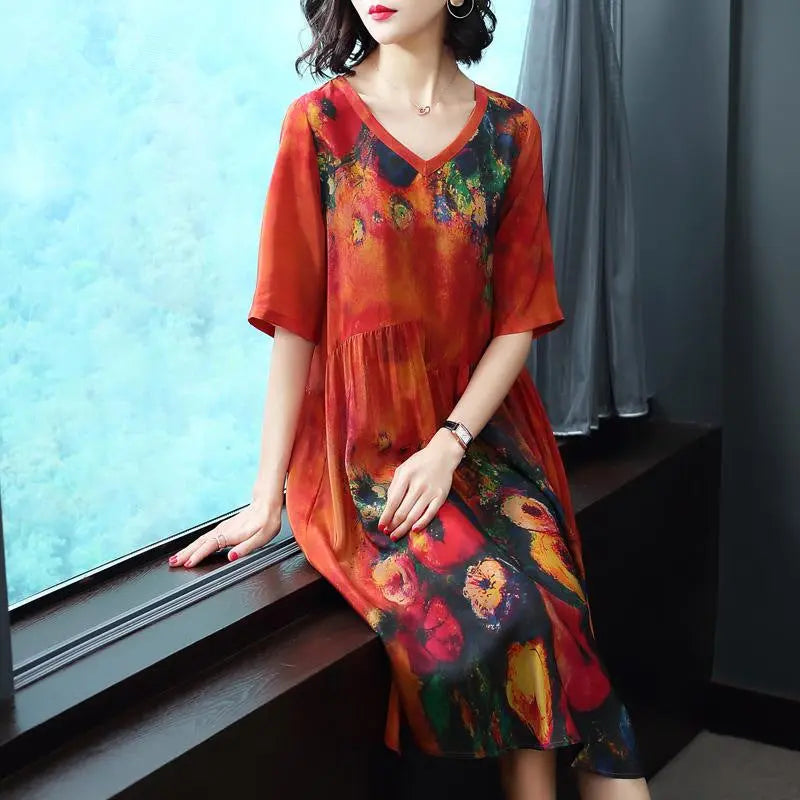 Printed silk dress 