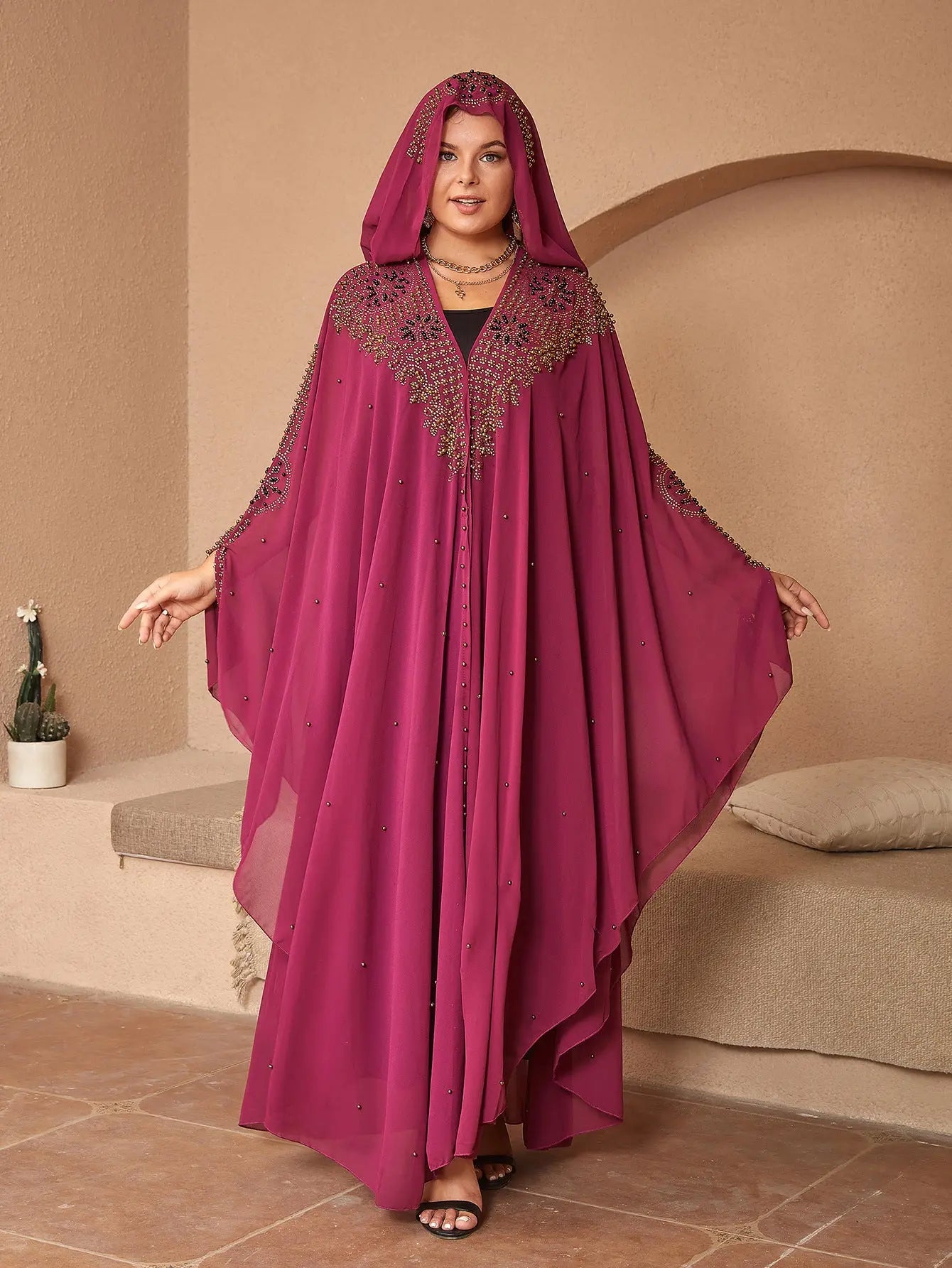 High-definition Muslim Shawl Hooded Cloak 