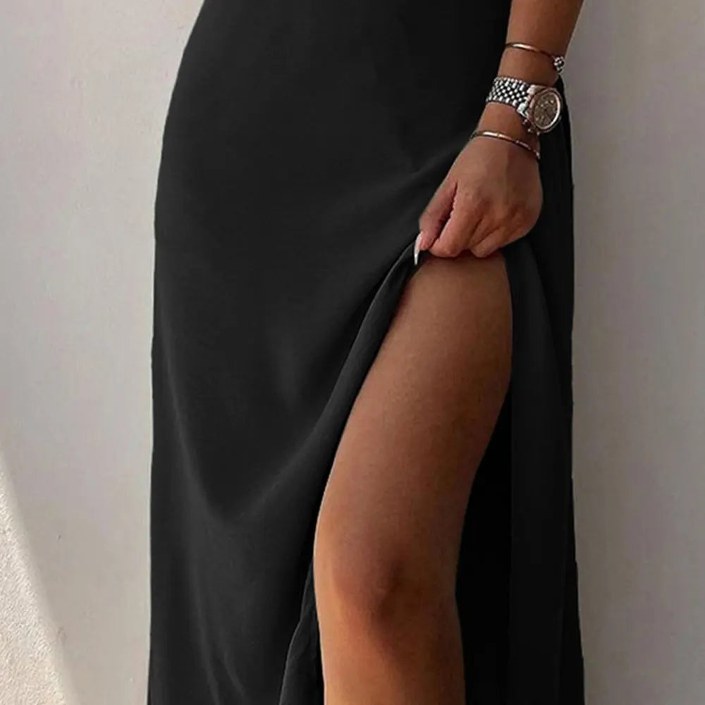V-neck Slit Sling Dress Summer Fashion Sexy Slim Suspender Dresses For Women Clothing 