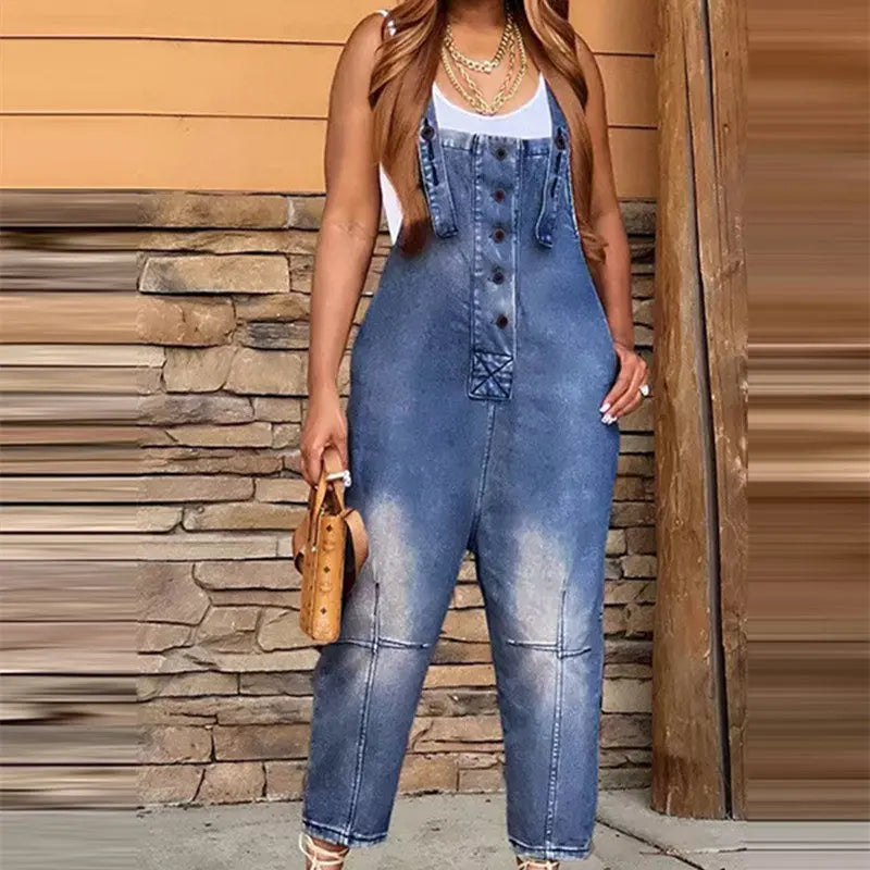Women's Clothing Fashion Casual Siamese Suspender Jeans Women 