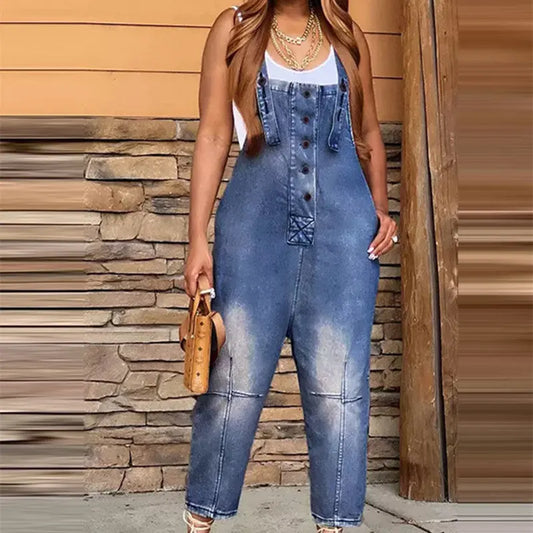 Women's Clothing Fashion Casual Siamese Suspender Jeans Women 