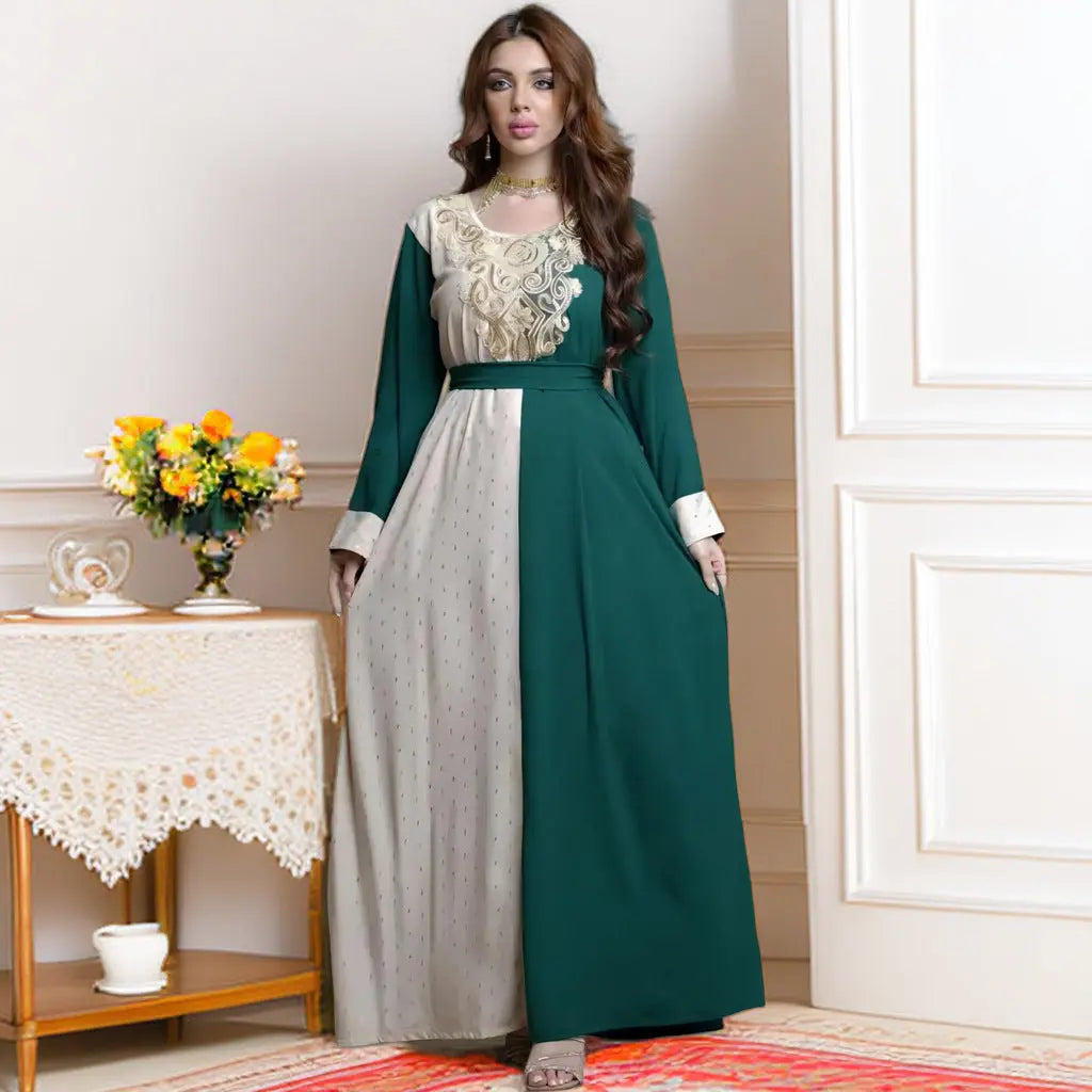 Embroidery Applique Muslim Tunic Robe Dress 