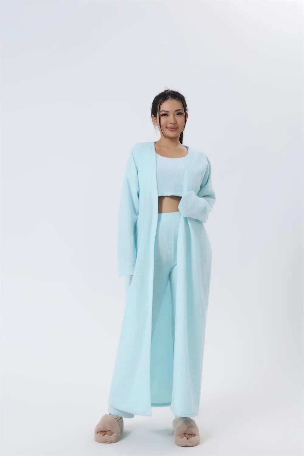 Cozy Pajama Set, 3 Piece Lounge Set, Cute Loungewear, Warm Suit Sets, Matching Set, Lounge Set, 3 Piece Pant Sets, Women Winter Dress 