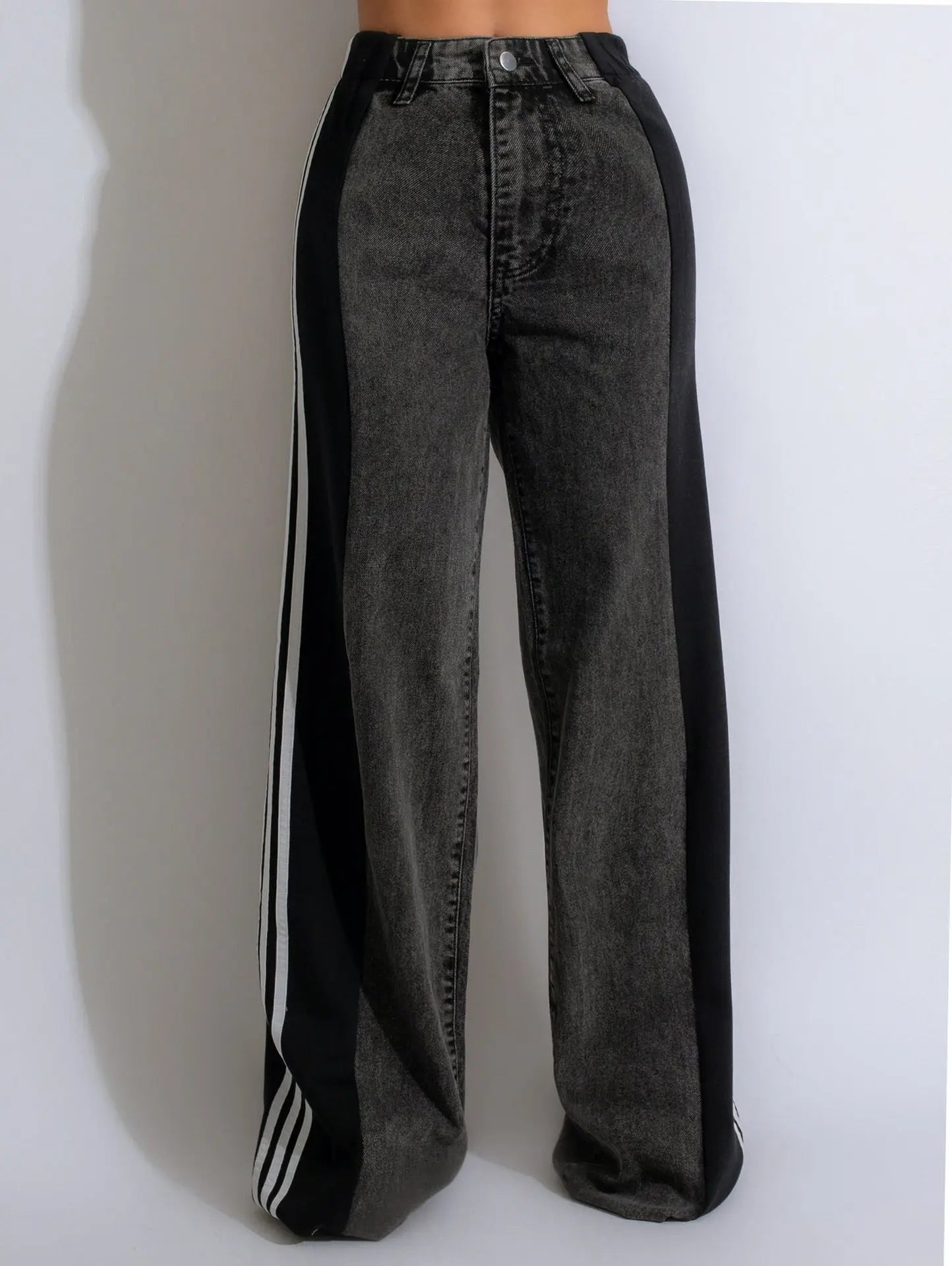 Fashion Casual High Waist Elastic Straight Leg Trousers 