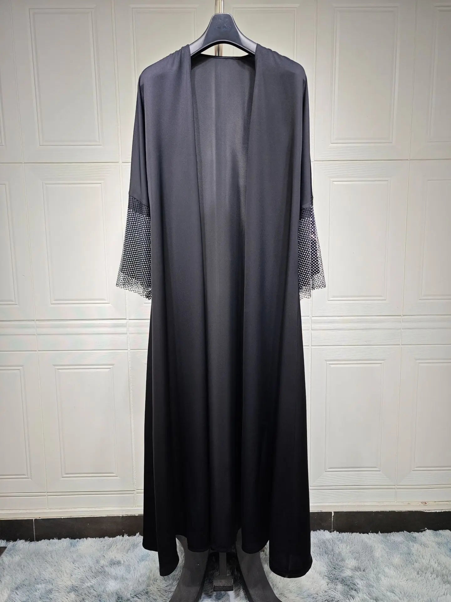 MQ085 Cardigan Abaya Muslim Cross-border Stretch Diamond Mesh Robe 