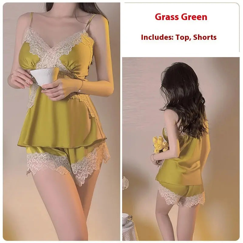 Simple Comfortable Top Shorts Outerwear Gown Three-piece Homewear Suit 