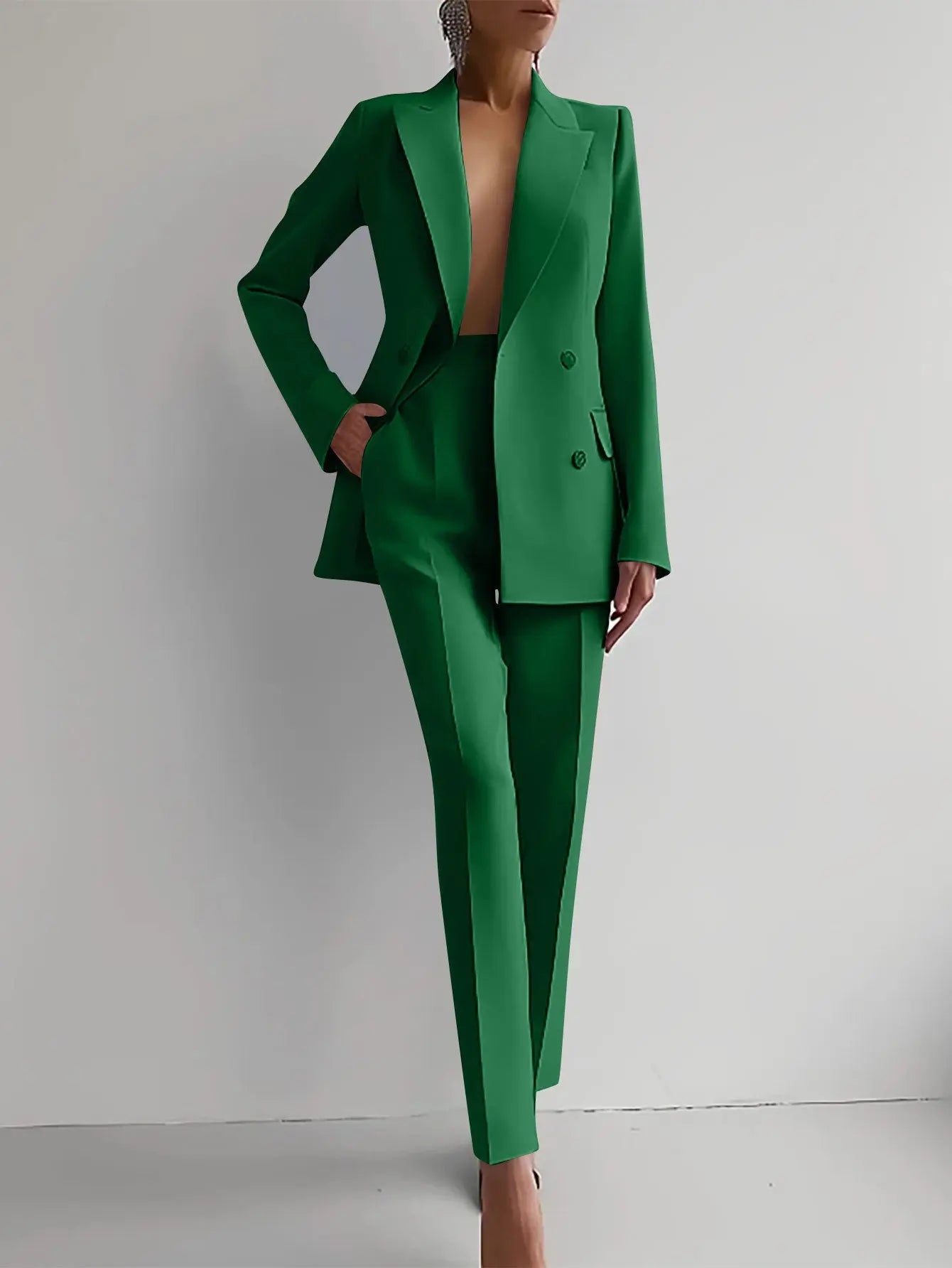 Casual Suits Fashion Long Sleeve Single-breasted Jacket Top And Slim Fit Trousers Women's Business Suits 