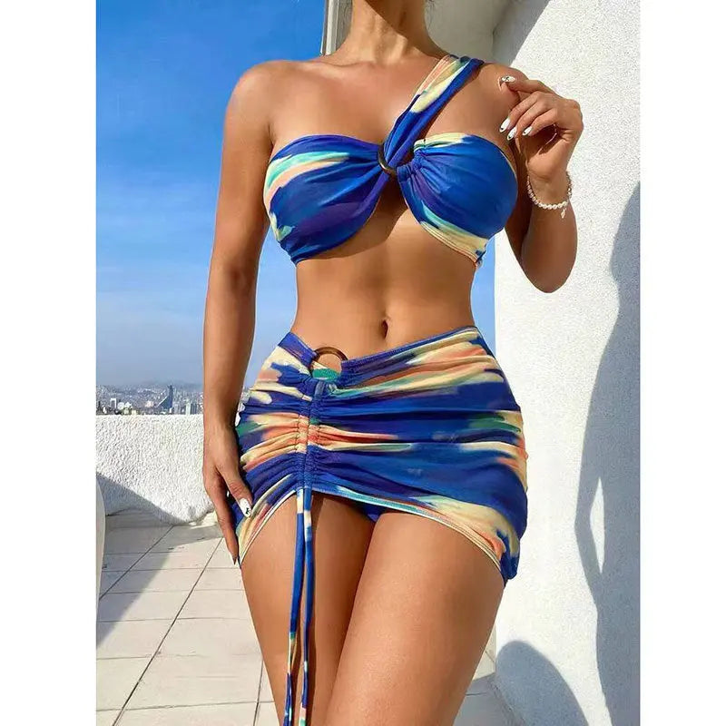 Gradient Color Three-piece Bikini Fashion Shoulder 