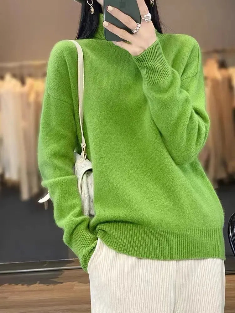 Women's Turtleneck Autumn And Winter Thickening Inner Wear Base Cashmere Sweater Sweater 