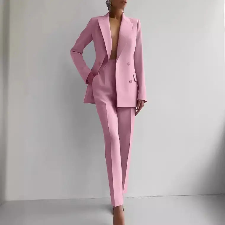 Casual Suits Fashion Long Sleeve Single-breasted Jacket Top And Slim Fit Trousers Women's Business Suits 