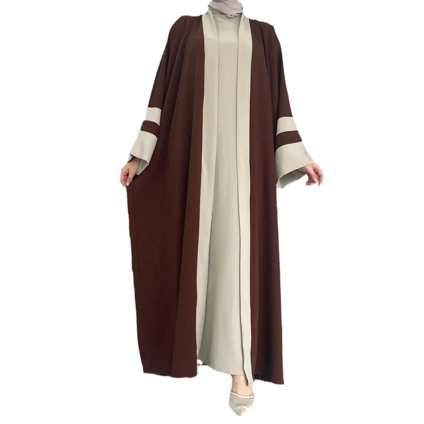 Women's Muslim Long Dress Abaya Two-piece Suit 