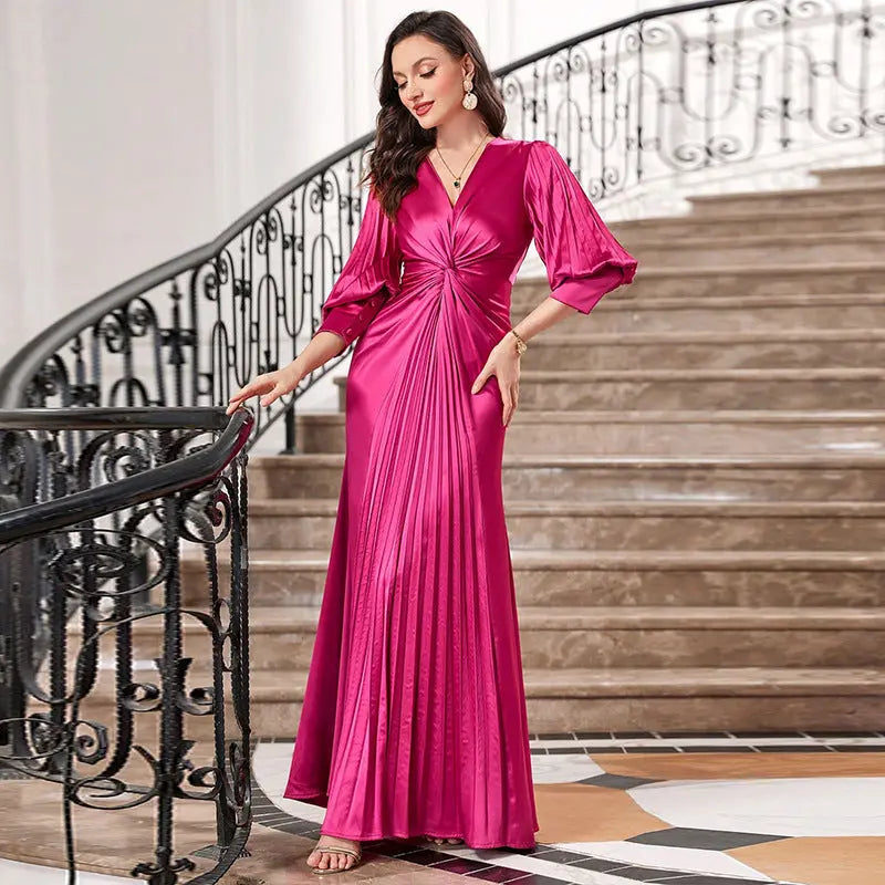Slim Fit Lantern Sleeve Evening Dress Plus Size Party Party Dress 