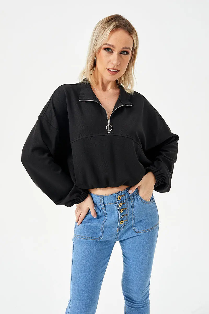 Women's Loose Casual Half Zipper Sweatshirt 