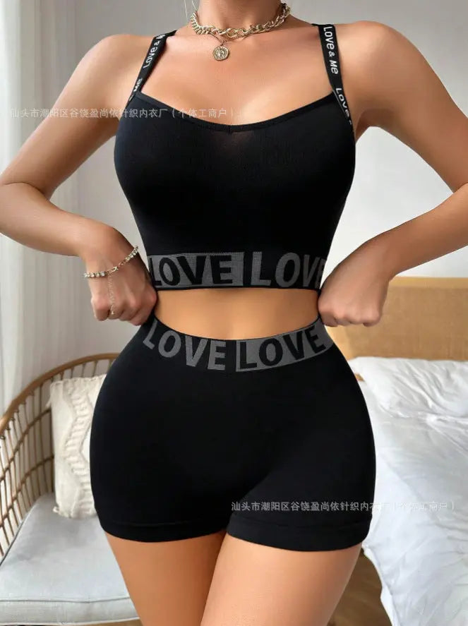 LOVE Letter Waist Head Camisole Women's Boyshorts 