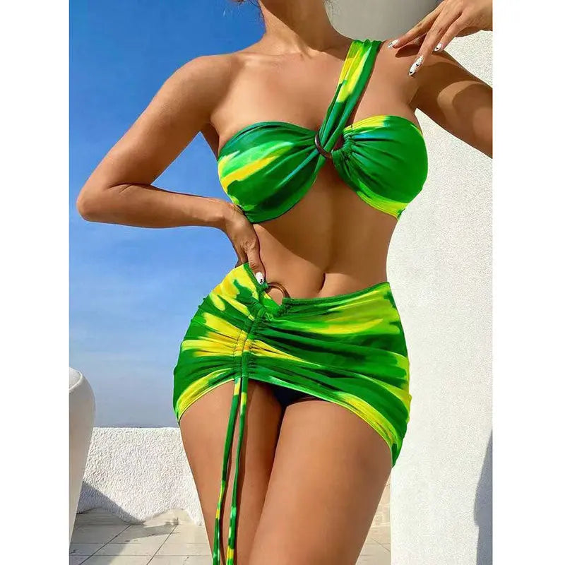 Gradient Color Three-piece Bikini Fashion Shoulder 