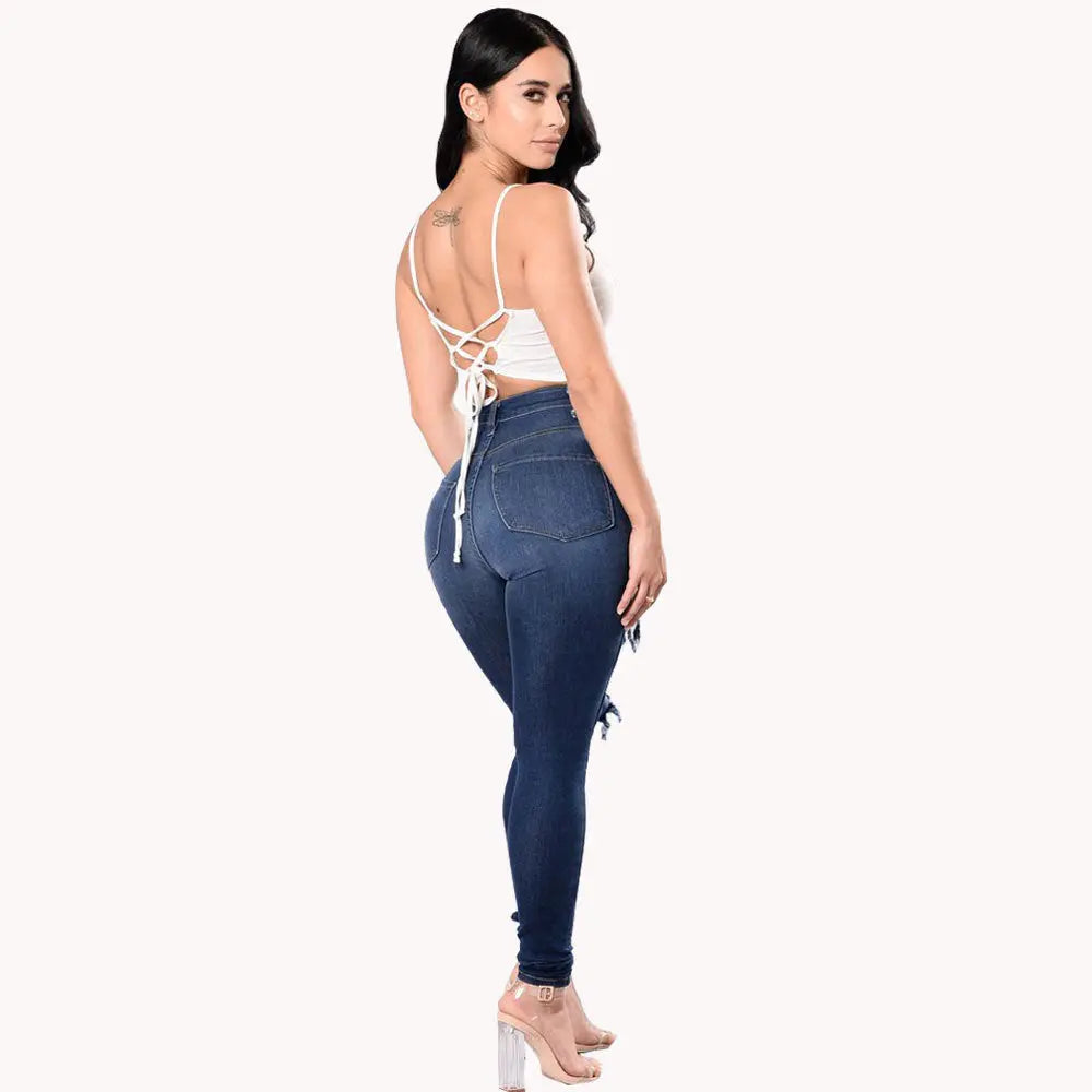 Women's ripped jeans pants 