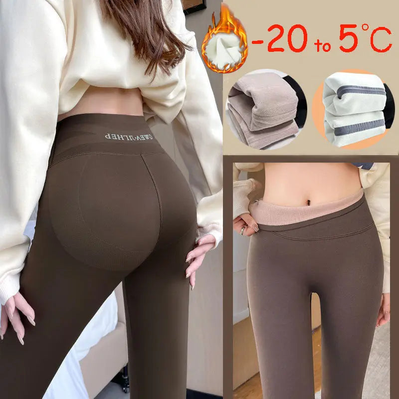 Fleece Thickened Leggings Winter -20 To 5 Shark Pants For Women High Waist Tight Skinny Tummy Control Buttocks Slimming Yoga Pants 