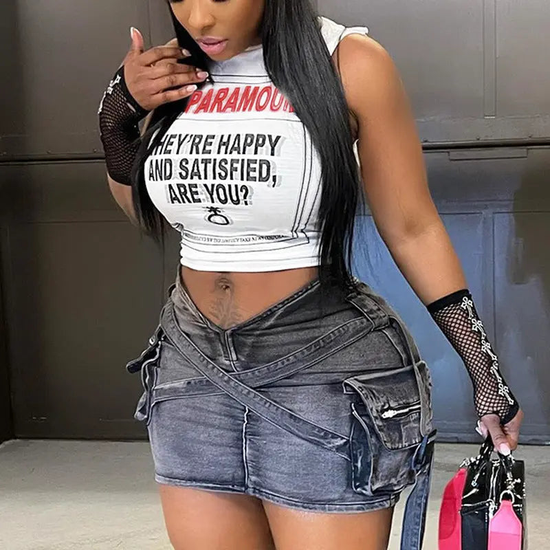 Letter Print Sleeveless Vest Top 