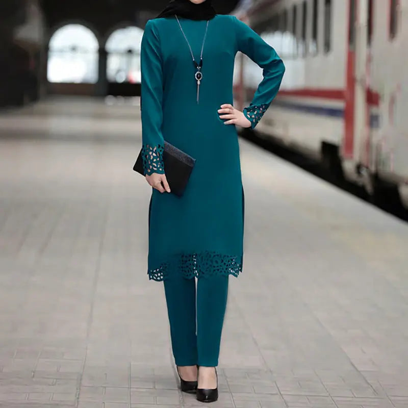 Muslim women's suit abaya two-piece suit 
