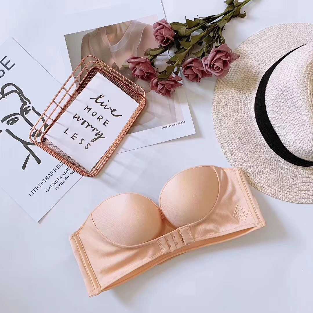 Anti-Glare One-Piece Bra Gathered Up Strapless Bra 