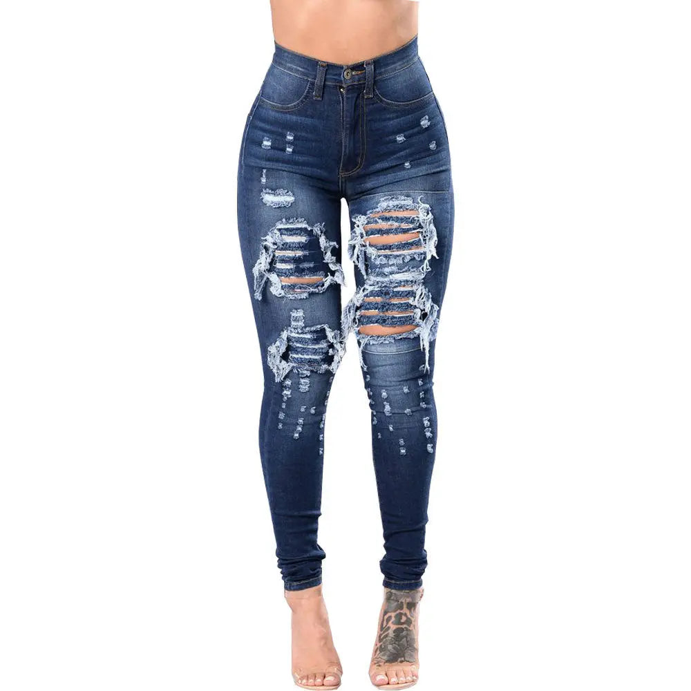 Women's ripped jeans pants 