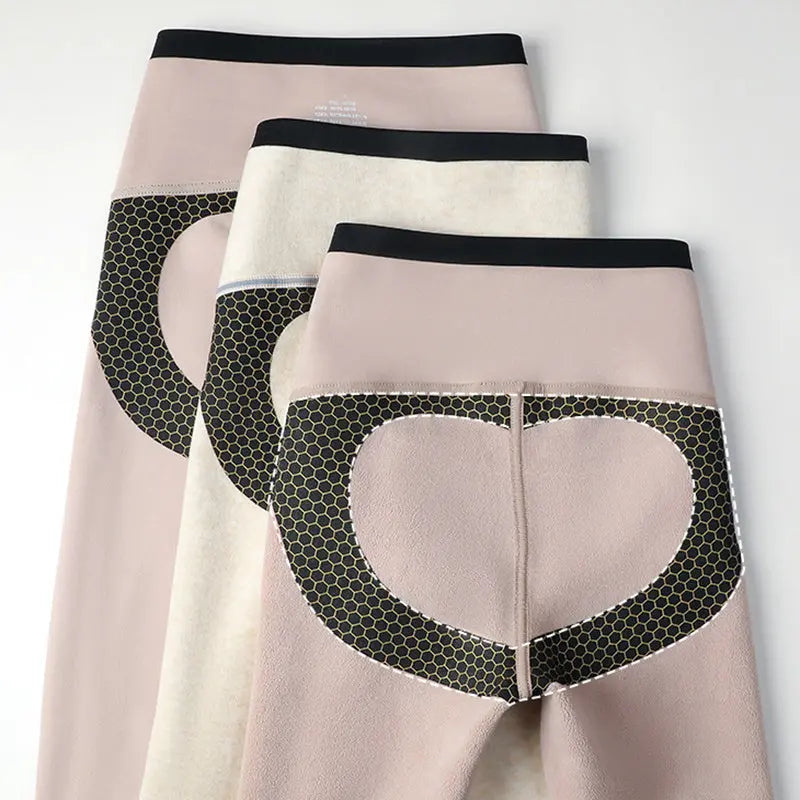 Belly-controlling Butt Lifting Leggings With Three-breasted Design Winter High Waist Slim Zippere Pants Warm Velvet And Thickened Trousers Women Clothing 
